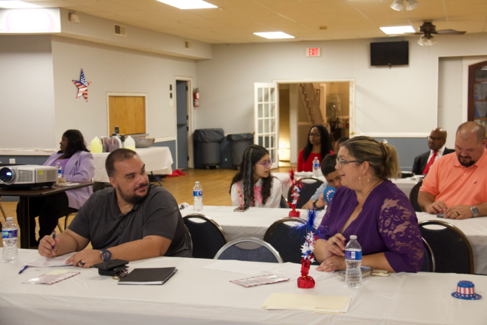 Business Pitch Judges Ryan Del Gallo and Bonnie Barresi hard at work