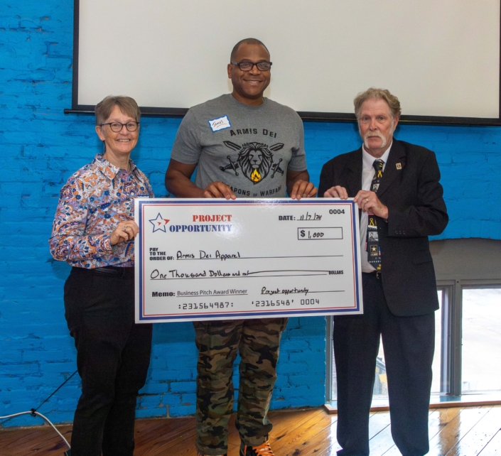 James Jones, Armis Dei Apparel, check presentation