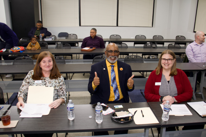 Business Pitch Judge Panel Left to Right: Stephanie Goldberg, Entrepreneurial Studies Institute, Anne Arundel Community College Thomas Ellis, Chief Sales Coach, EWC Consultants Jill Porter, Business Development Director, Anne Arundel Economic Development Corporation